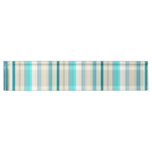 Porte-nom Jolies rayures aqua blanc