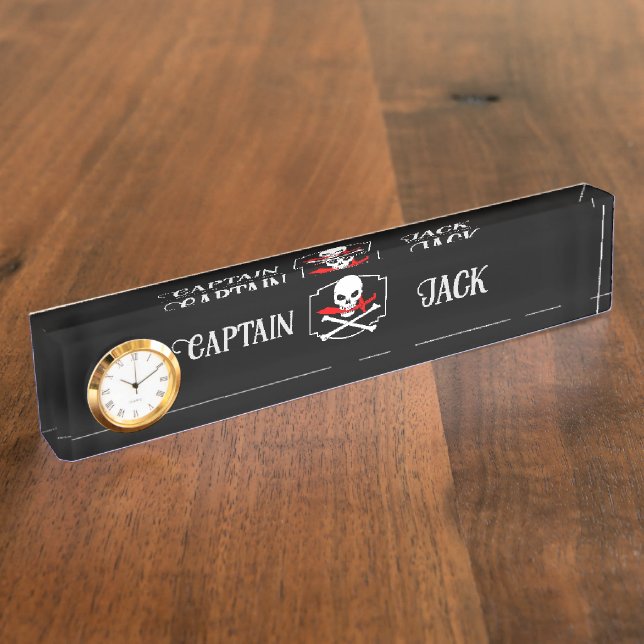 Porte-nom Jolly roger personnalisé (Cutlass) (Taille)