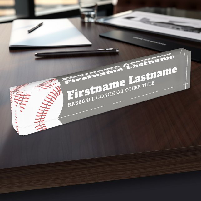 Porte-nom Joueur de baseball entraîneur ou enseignant - Dess (Personalized Sports Name Plate - Great for a Coach)
