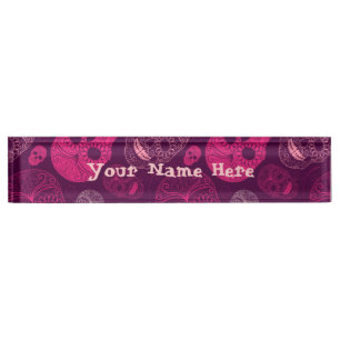 Porte-nom Jour du rose et du pourpre morts d'art de mosaïqu