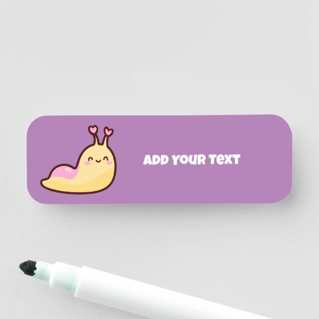 Porte-nom Joyeux mignon Slug Texte personnalisé (En situation)