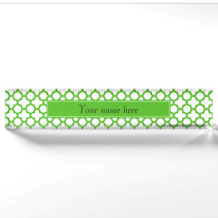 Porte-nom Kelly Green Quatrefoil Motif
