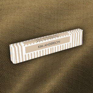 Porte-nom Khaki White Stripe