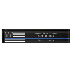Porte-nom La police amincit le drapeau américain de Blue