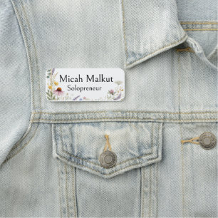 Porte-nom Label Solopreneur, Fleurs Sauvages, Art Moderne