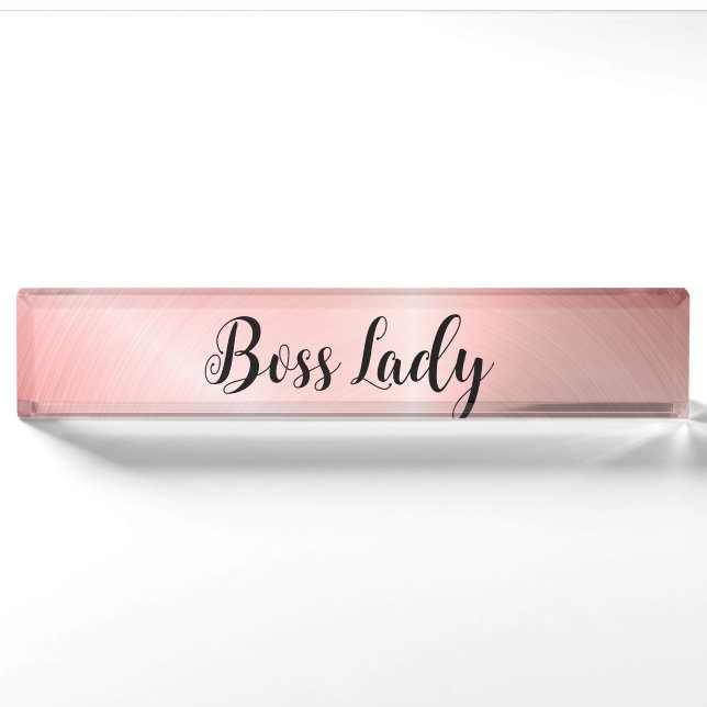 Porte-nom Lady Boss Rose Épais (Devant)