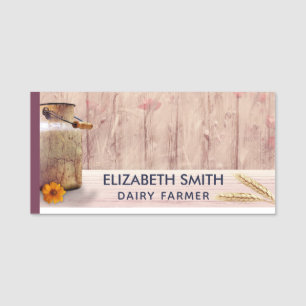 Porte-nom Lait rustique peut style rustique sur bois