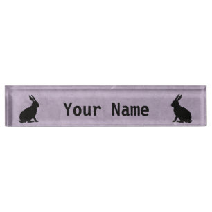 Porte-nom Lapin noir Silhouette Lapin de Pâques