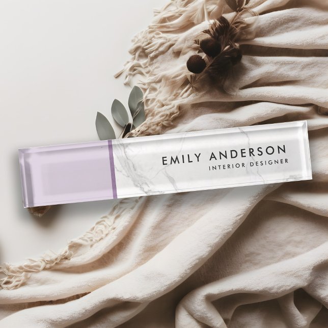 Porte-nom Lavande souple moderne Lilac Purple Marbre Texture (Créateur téléchargé)