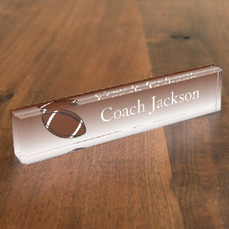 Porte-nom Le blanc brun du football se fanent plaque