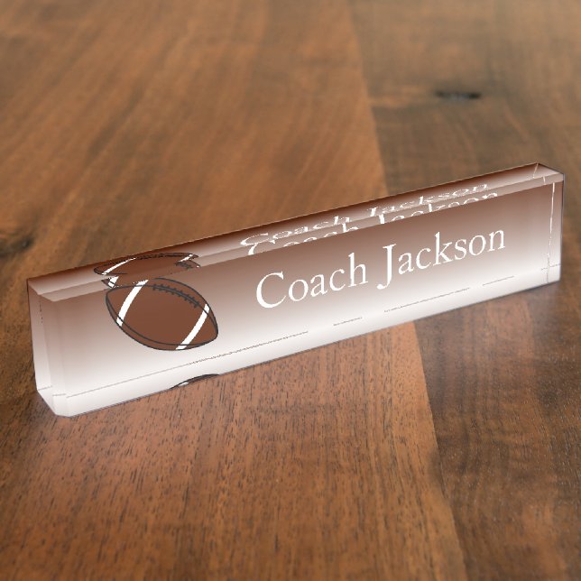 Porte-nom Le blanc brun du football se fanent plaque (Taille)