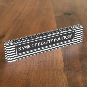 Porte-nom Le blanc noir à la mode barre les cheveux et le