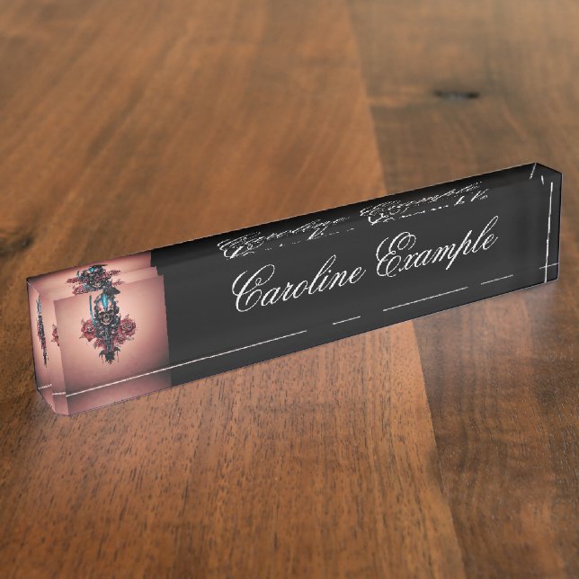 Porte-nom Le monde sombre et mystérieux du crâne gothique (Taille)