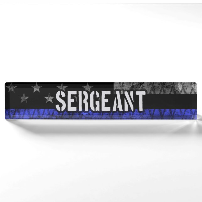Porte-nom Le sergent Thin Blue Line Distresse (Devant)
