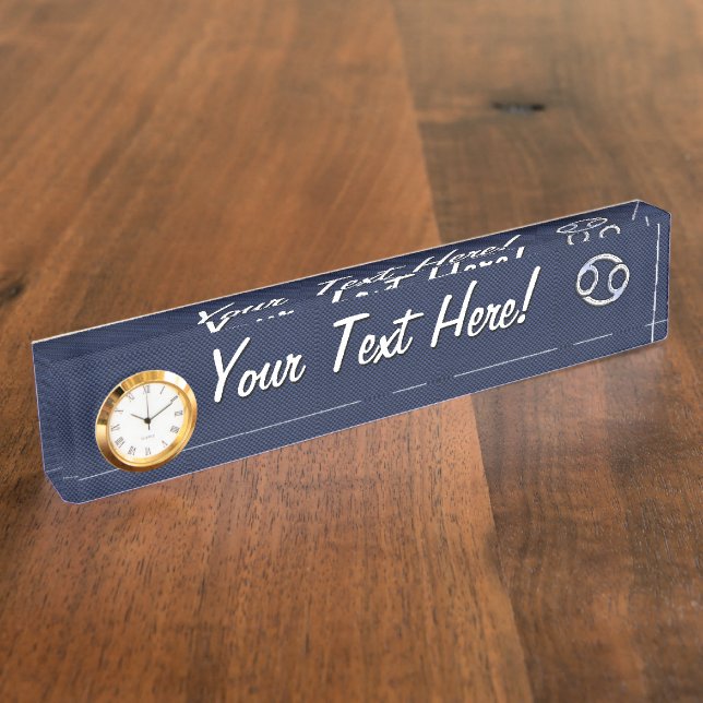 Porte-nom Le zodiaque de Cancer se connectent le décor bleu (Taille)