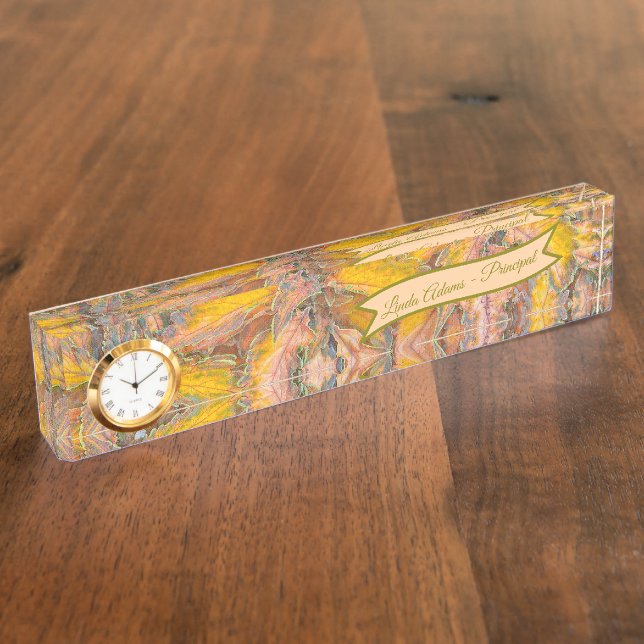 PORTE-NOM LEAVES/YELLOW, GREEN AND PEACHY PINK/PERSONALIZED (Taille)