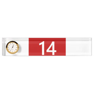 Porte-nom Légendaire n° 14 en rouge et blanc