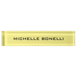 Porte-nom Léger Jaune Minimaliste Plat Lisible Moderne