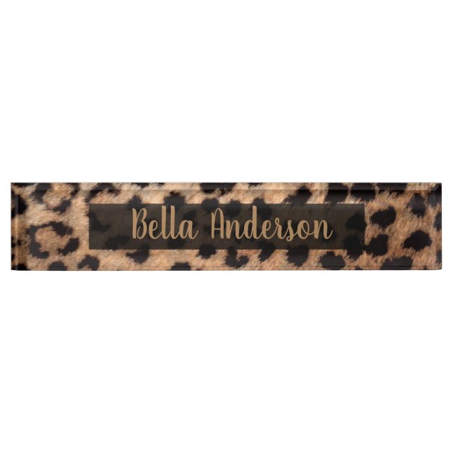 Porte-nom Leopard Cheetah Poster de animal Glam Moderne tend (Devant)