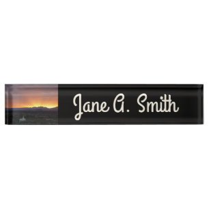 Porte-nom Lever de soleil sur le paysage de St. George Utah