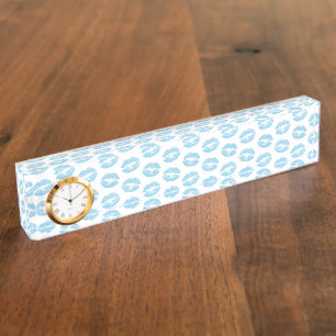Porte-nom Lèvres Bleues, Motif De Lèvres, Bleu, Baiser