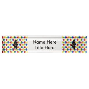 Porte-nom LGBTQ Lesbian Silhouette et Rainbow Ladies Custom