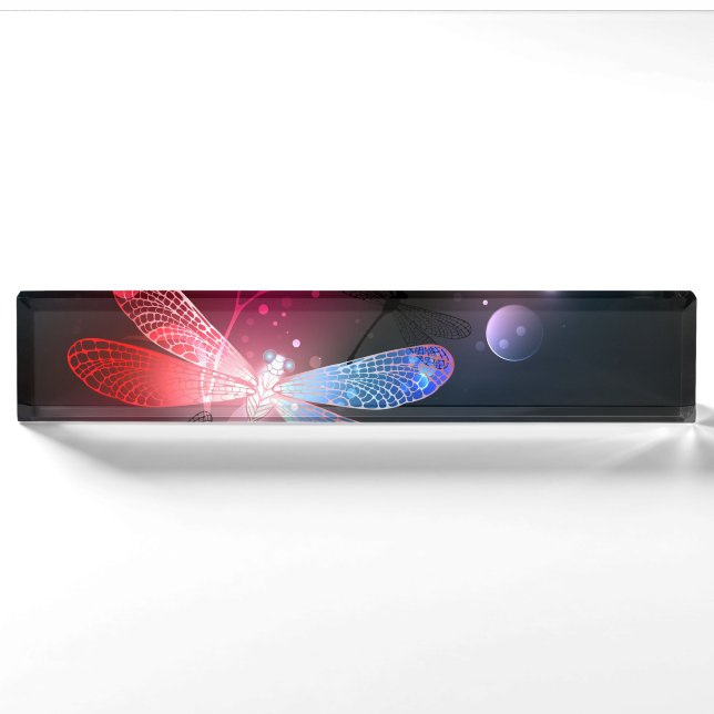 Porte-nom libellule rouge brillante (Devant)