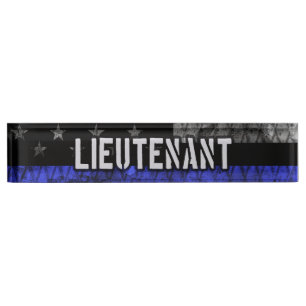 Porte-nom Lieutenant Thin Blue Line Drapeau désorganisé