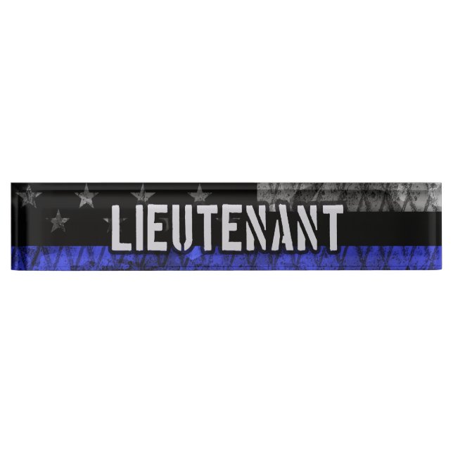 Porte-nom Lieutenant Thin Blue Line Drapeau désorganisé (Devant)