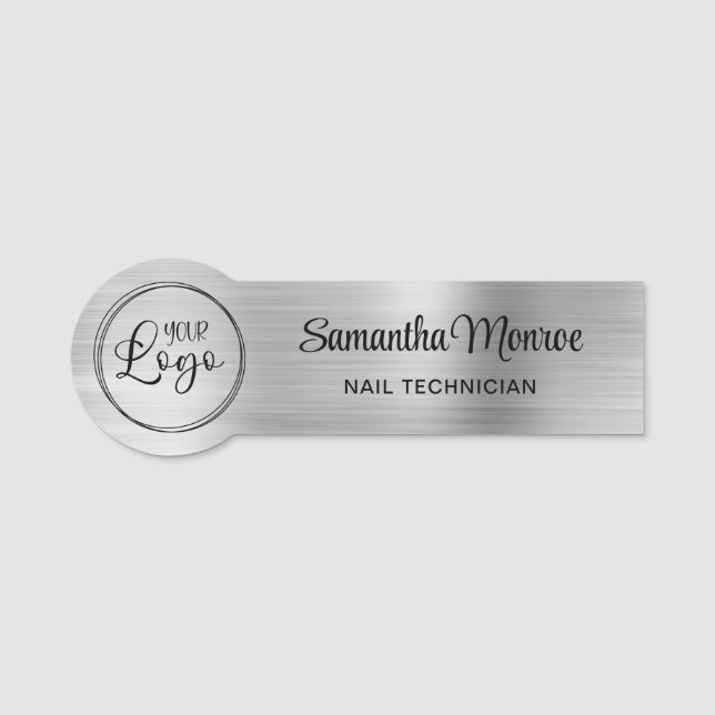 Porte-nom Light Silver Ombre Pile Votre Logo D'Entreprise (Devant)