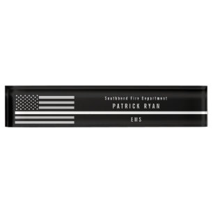 Porte-nom Ligne blanche mince monogramme de SME de drapeau