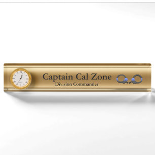 Porte-nom Ligne Bleue Mince - 24 Karat Gold Look