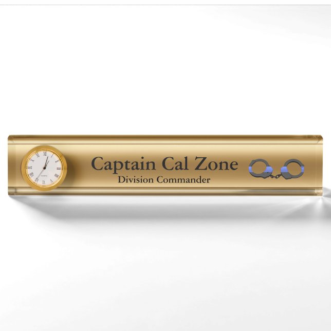 Porte-nom Ligne Bleue Mince - 24 Karat Gold Look (Devant)