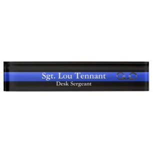 Porte-nom Ligne Bleue Mince - Accrochée à la Fraternité