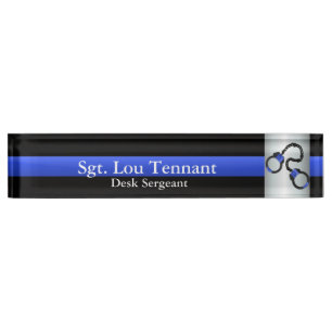 Porte-nom Ligne Bleue Mince - Accrochée à la Fraternité