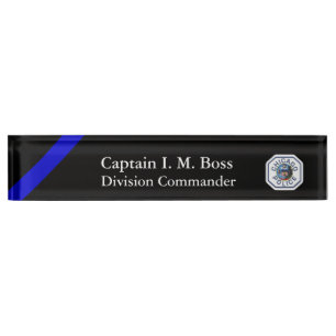 Porte-nom Ligne Bleue Mince - Chicago PD Patch Desk Nom Plaq