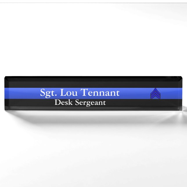 Porte-nom Ligne Bleue Mince - Classement Sergent Stripes (Devant)