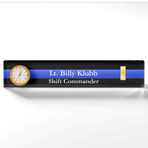 Porte-nom Ligne Bleue Mince - Lieutenants Classement Nom Pla
