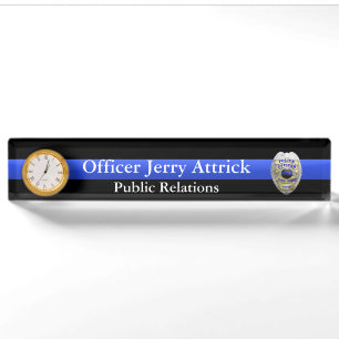 Porte-nom Ligne Bleue Mince - Super Hi Res Police Officier B