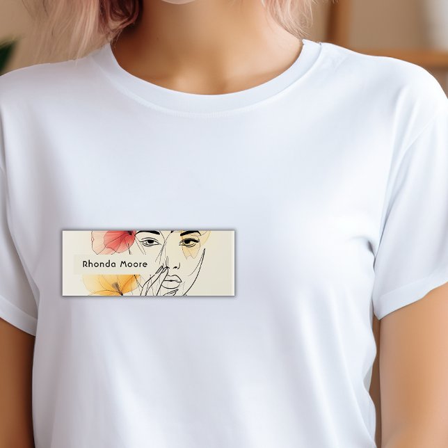 Porte-nom Ligne d'art minimale Fleurs de visage Beauté Logo (Créateur téléchargé)