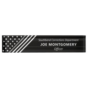 Porte-nom Ligne grise mince monogramme correctionnel de