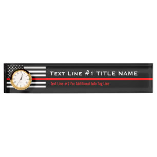 Porte-nom Ligne rouge mince personnalisée drapeau américai