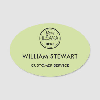 Porte-nom Lime Green Professionnel Logo Oval Employé