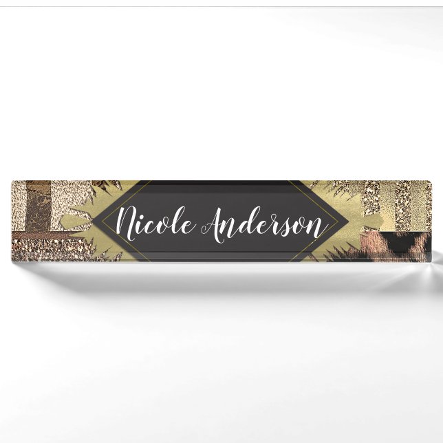 Porte-nom Lioness Safari Chic Jungle Glam Moderne tendance (Devant)