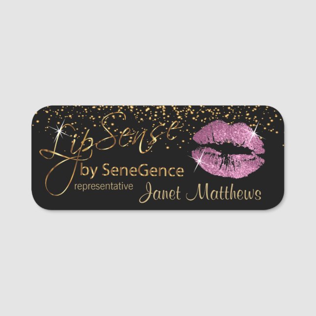 Porte-nom Lipsense avec lèvres roses (Devant)
