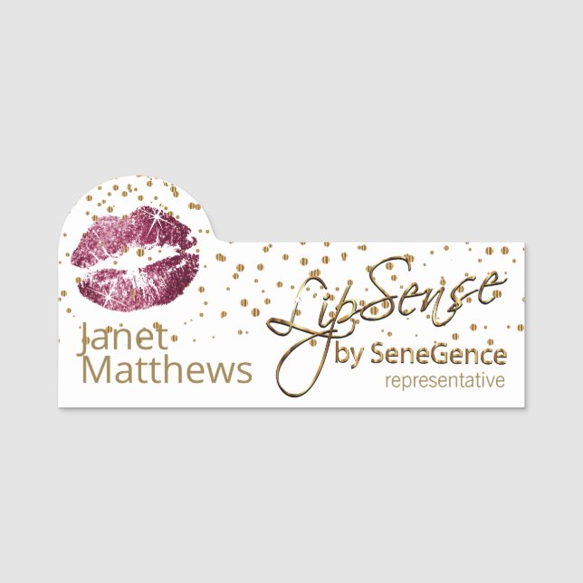 Porte-nom Lipsense Représentant avec Lips de vin (Devant)