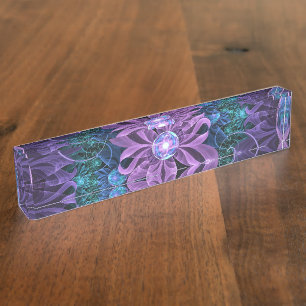 Porte-nom Lis incrusté de bijoux de papillon de la turquois