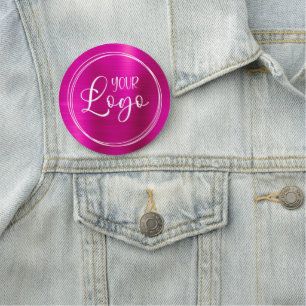 Porte-nom Logo circulaire métallique rose chaud