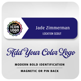 Porte-nom Logo couleur Bleu marine Blanc Carte d'identité pr