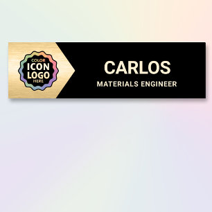 Porte-nom Logo couleur classique Chevron noir or ID de l'ent
